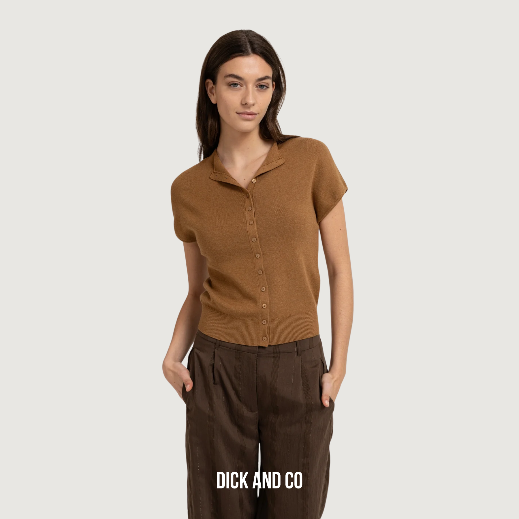 YAYA Gebreid vest met korte mouwen in de kleur bruin (foxtrot brown melange)