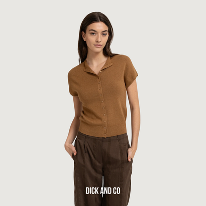 YAYA Gebreid vest met korte mouwen in de kleur bruin (foxtrot brown melange)