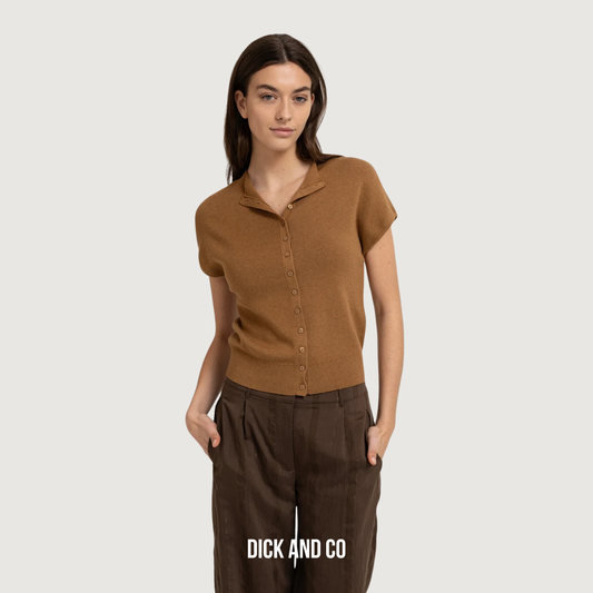 YAYA Gebreid vest met korte mouwen in de kleur bruin (foxtrot brown melange)