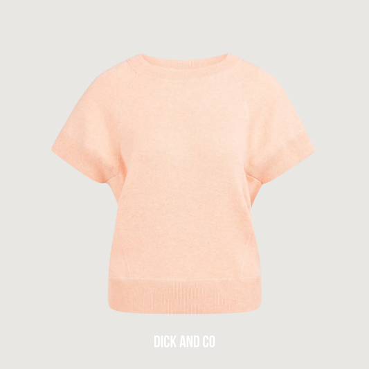 YAYA Sweater met korte mouwen en naaddetails in de kleur oranje (peach palazzo orange melange)
