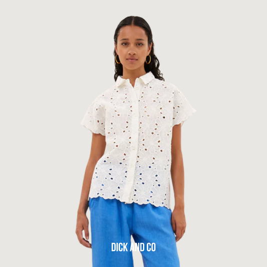 BY-BAR Karly Flower blouse in de kleur wit (off white)