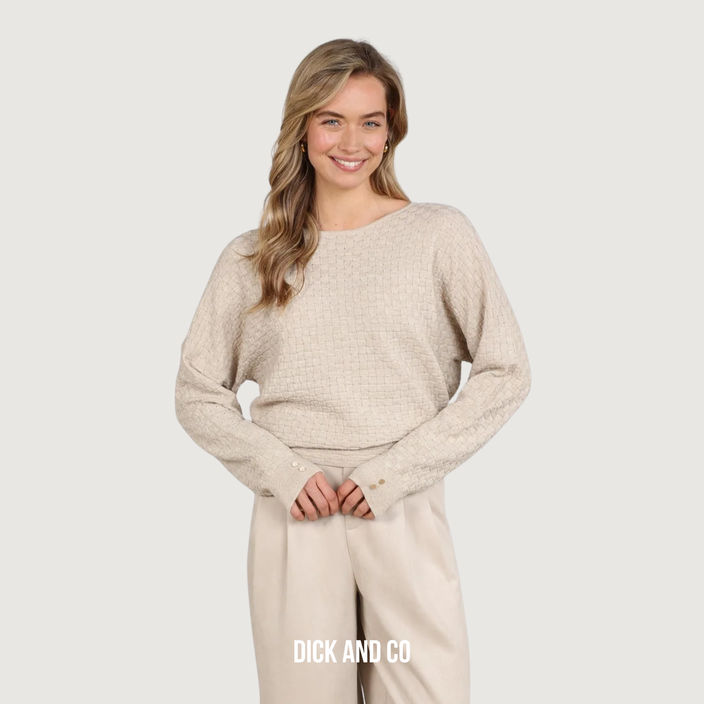 NUKUS Kento top Lurex in de kleur beige (sand)