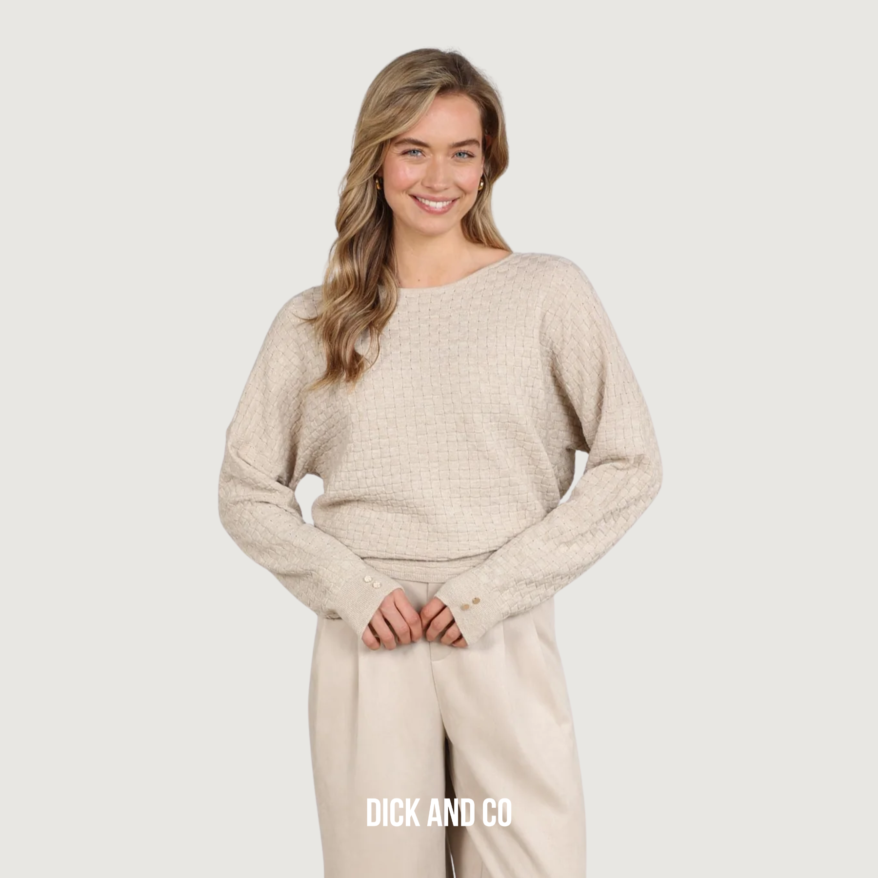 NUKUS Kento top Lurex in de kleur beige (sand)