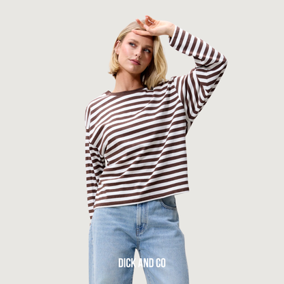 CATWALK JUNKIE Striped long sleeve longsleeve in de kleur bruin (coffee bean)