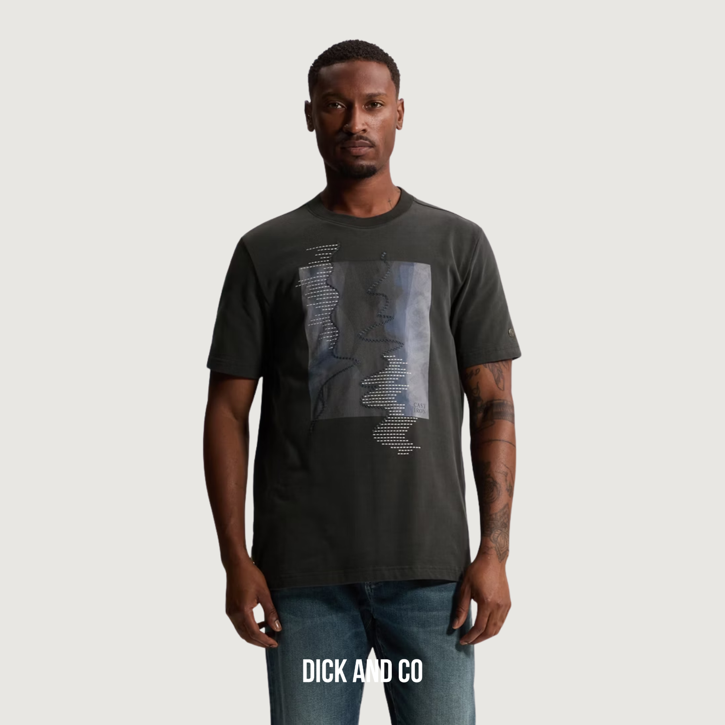 CAST IRON Regular fit t-shirt met artwork in de kleur zwart (clever crows)
