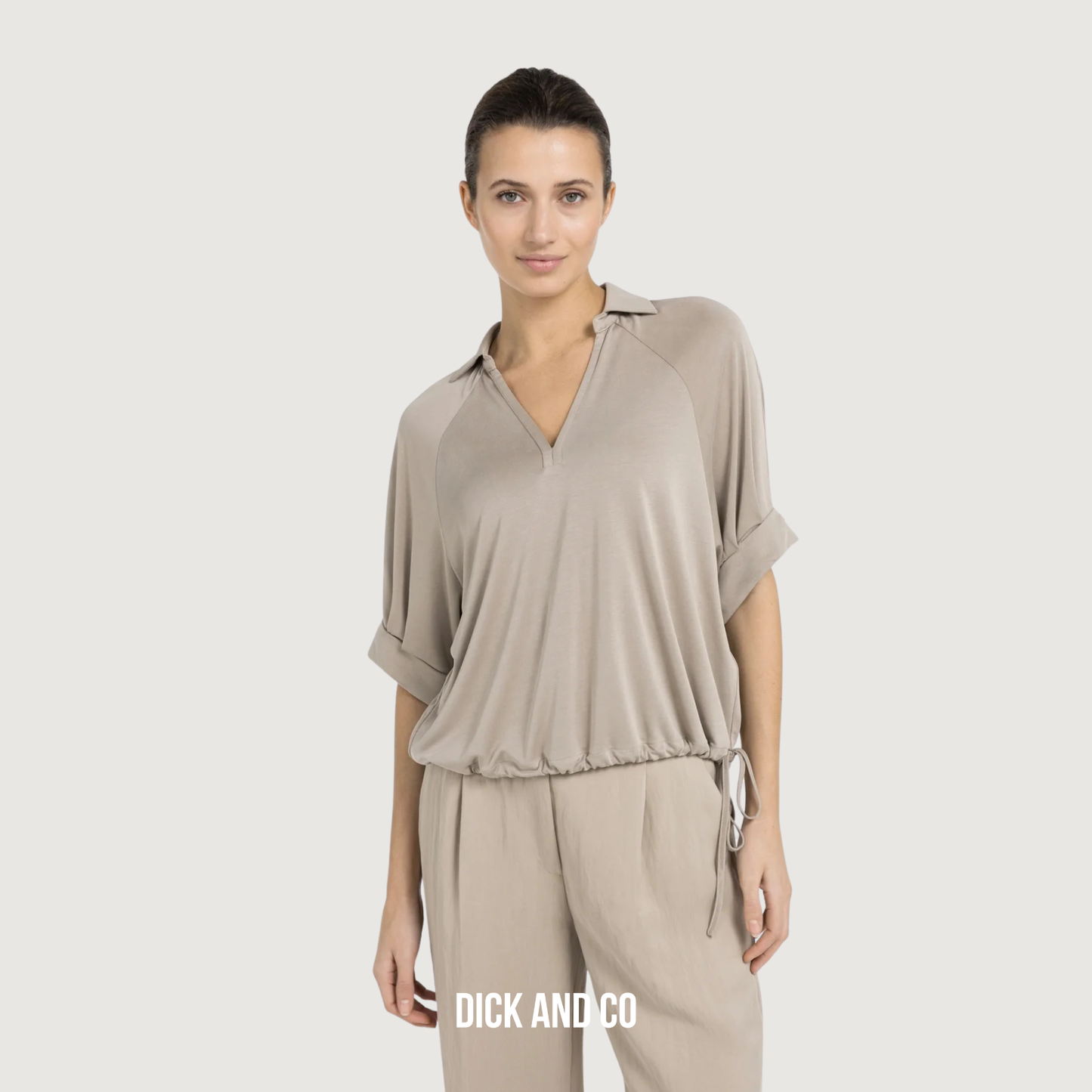 Jersey top met geplooide mouwen