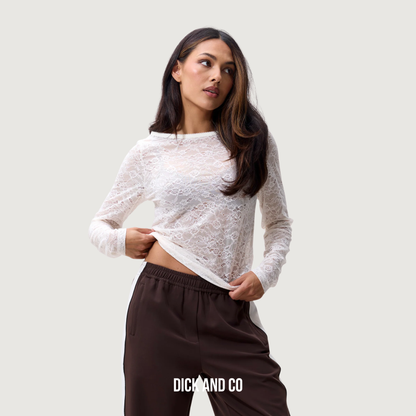 CATWALK JUNKIE Lace long sleeve t-shirt in de kleur wit (egret)