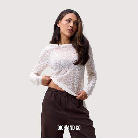 CATWALK JUNKIE Lace long sleeve t-shirt in de kleur wit (egret)