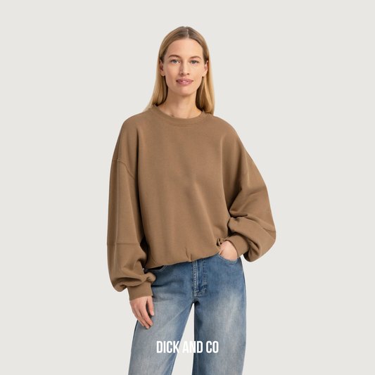 YAYA Oversized sweater met ballonmouwen en gewassen finish in de kleur bruin (otter brown)