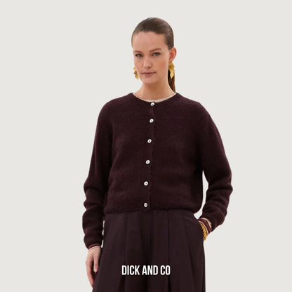 BY-BAR Cleo cardigan in de kleur paars (deep wine)