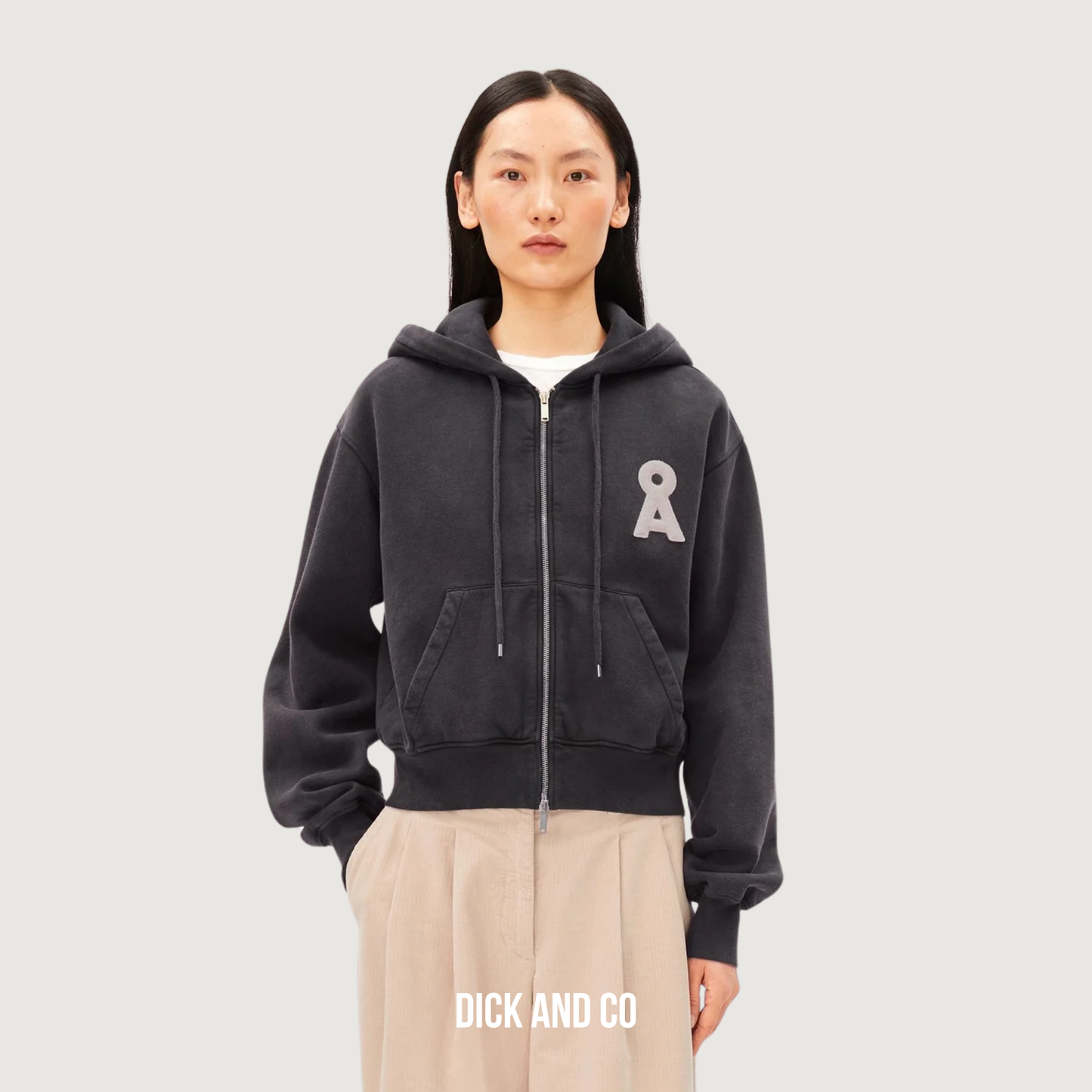 ARMED ANGELS Ingekort Zip-Sweatshirt sweater in de kleur grijs (dark steel)