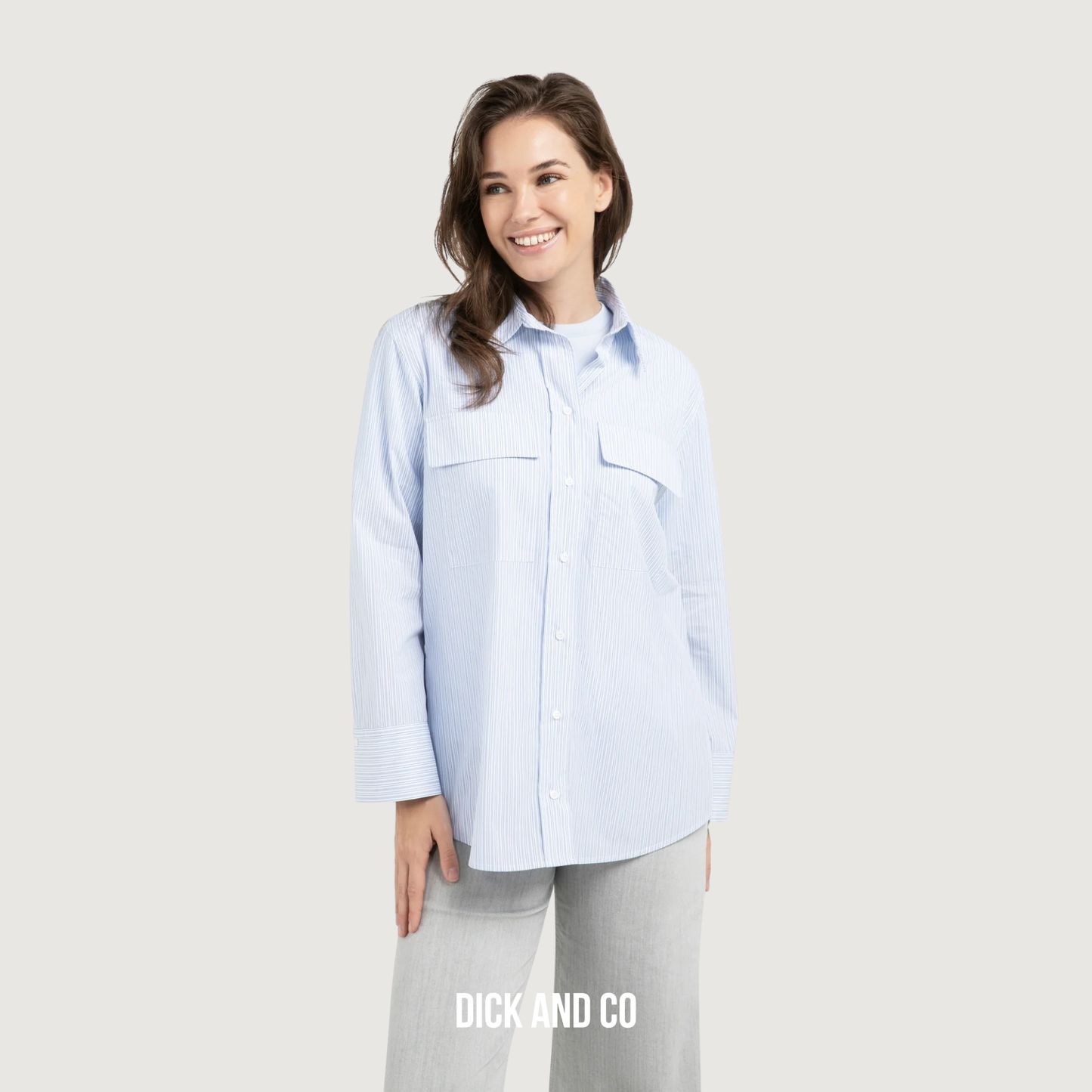 YAYA Gestreepte boyfriend blouse met verstelbare manchetten in de kleur blauw (ice blue dessin)