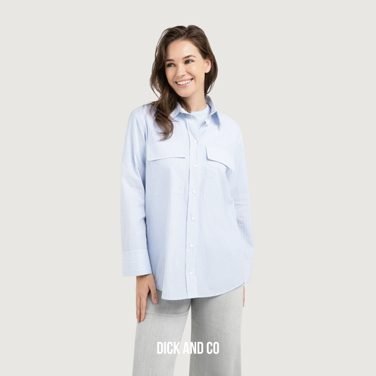 YAYA Gestreepte boyfriend blouse met verstelbare manchetten in de kleur blauw (ice blue dessin)