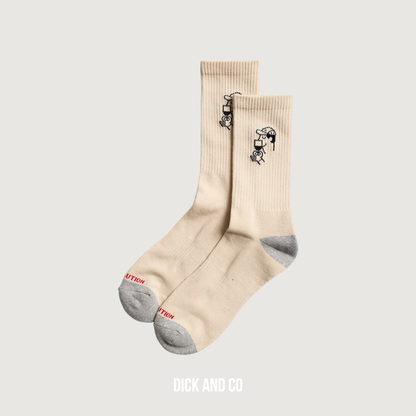 RVLT Jaquard Crew Sock sok in de kleur beige (offwhite)