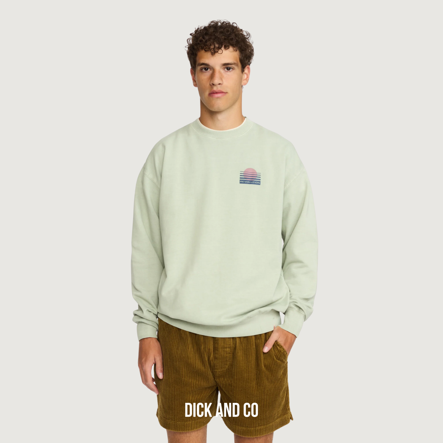 RVLT Printed Crewneck sweater in de kleur groen (mint)