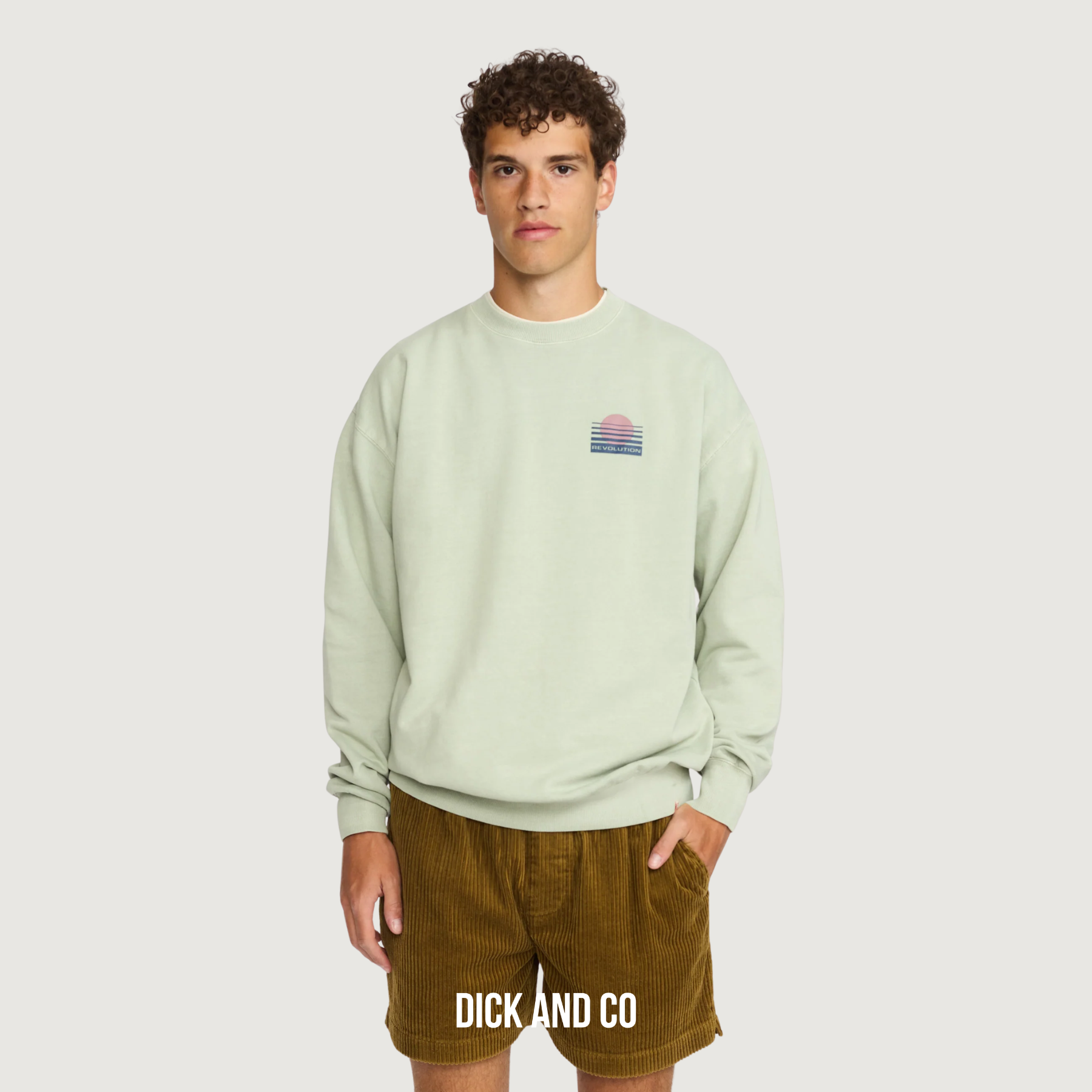 RVLT Printed Crewneck sweater in de kleur groen (mint)