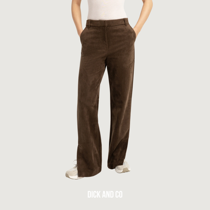 YAYA Suedine pantalon met wijde pijpen broek in de kleur bruin (slate black brown)