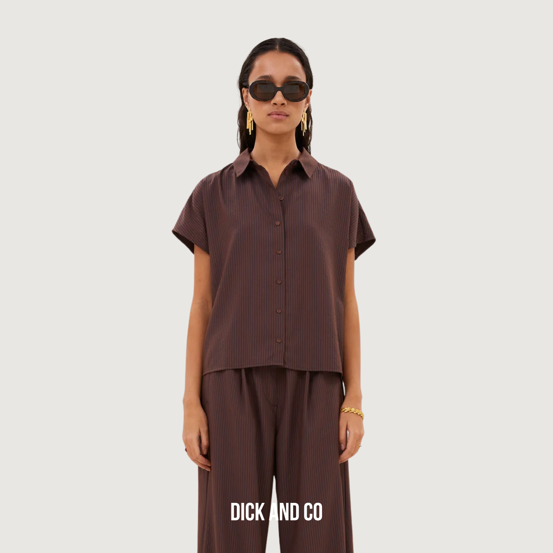 BY-BAR Barley Tan Stripe blouse in de kleur bruin (tanning stripe)