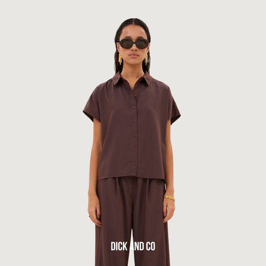 BY-BAR Barley Tan Stripe blouse in de kleur bruin (tanning stripe)