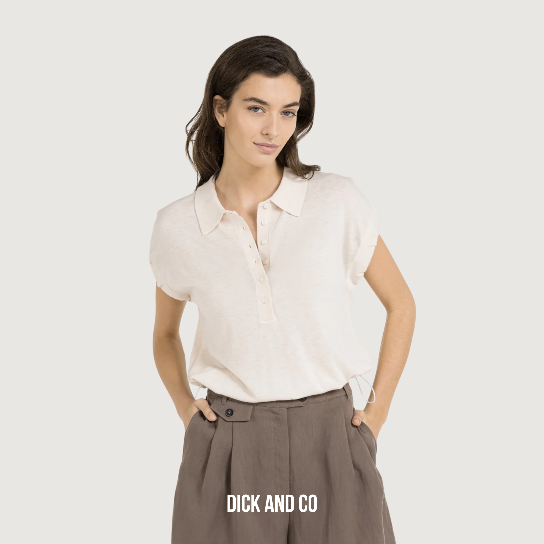 YAYA Gebreide polo in de kleur beige (cloud creme white)