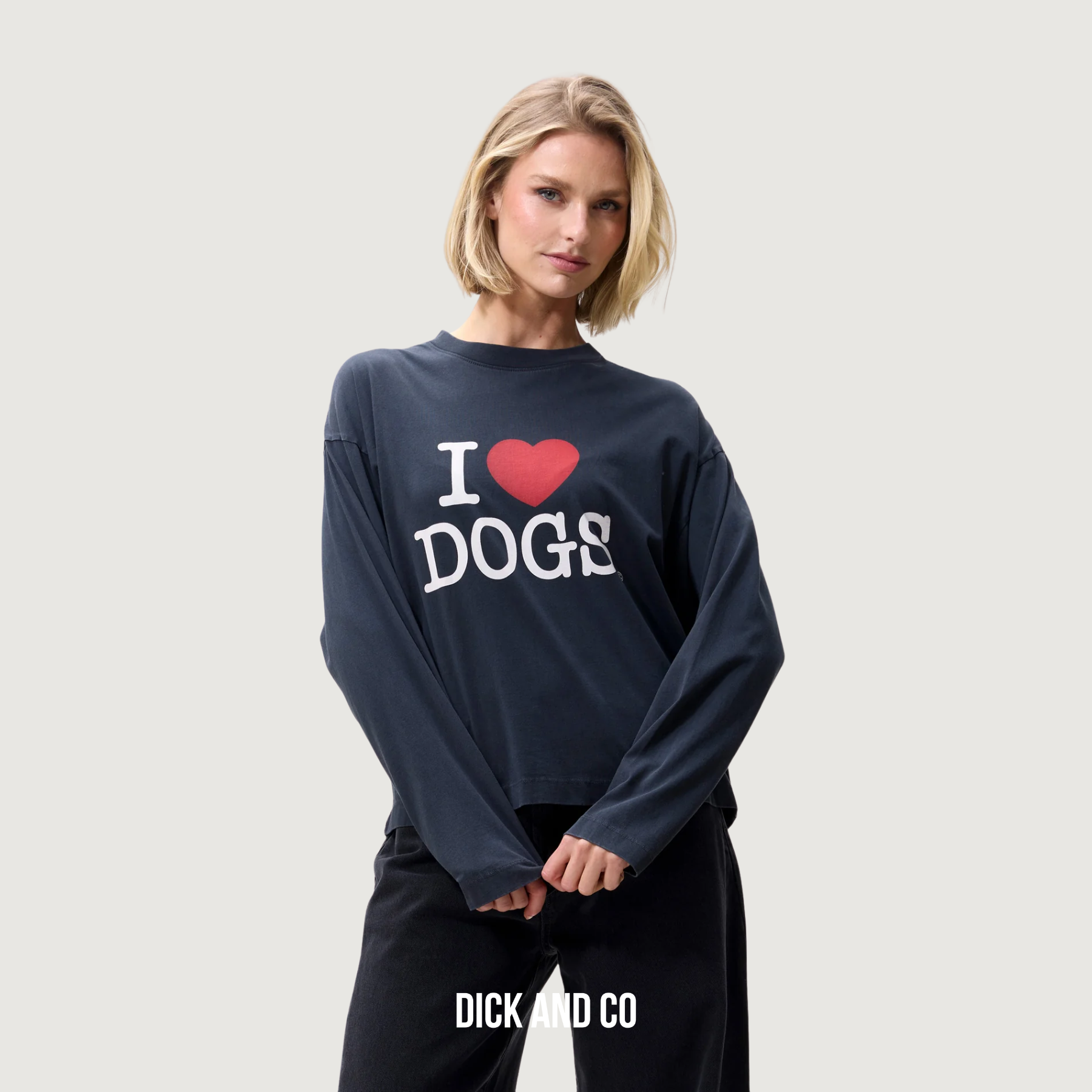 CATWALK JUNKIE Graphic dog long sleeve longsleeve in de kleur grijs (dark grey)
