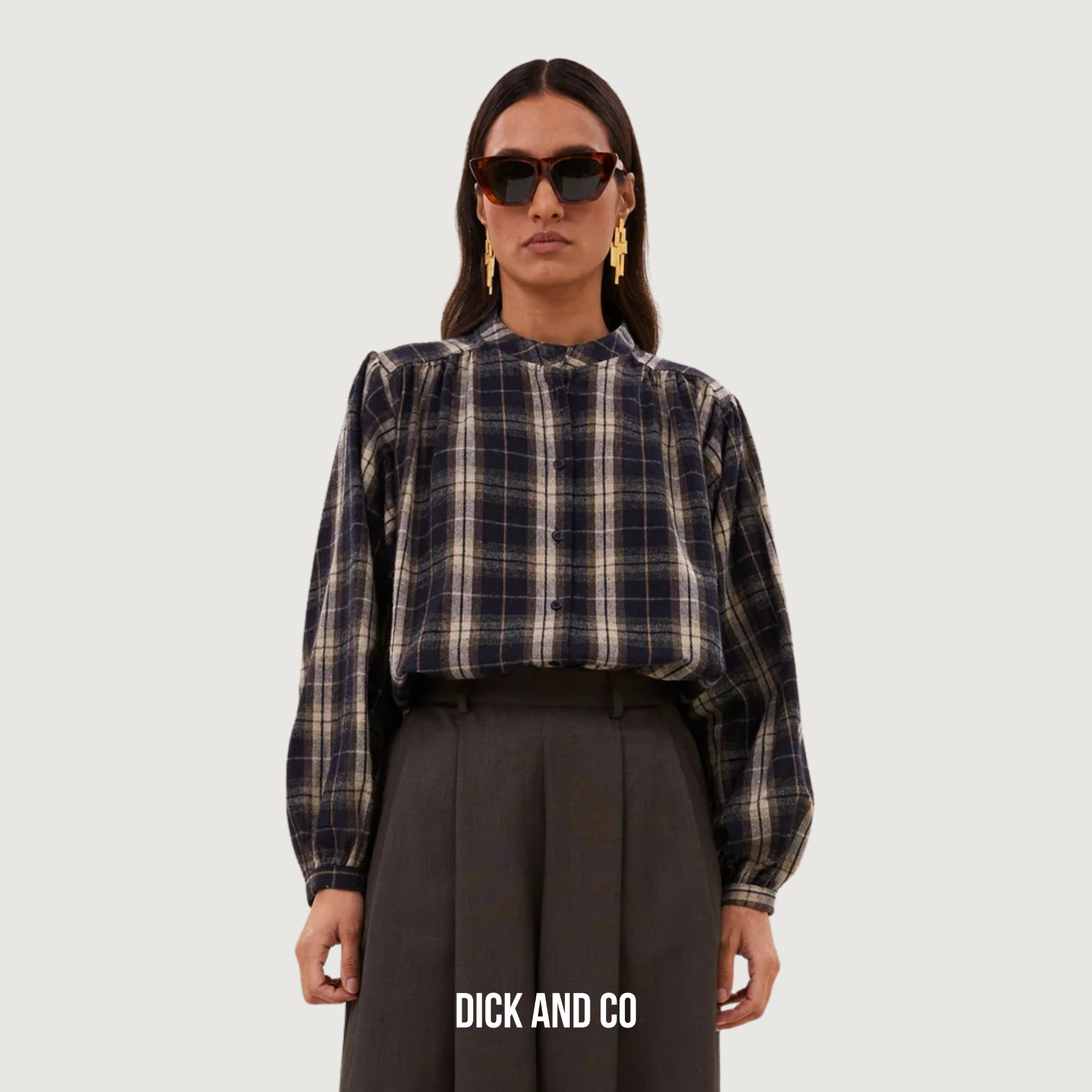 BY-BAR Blouse in de kleur blauw (jagger check)