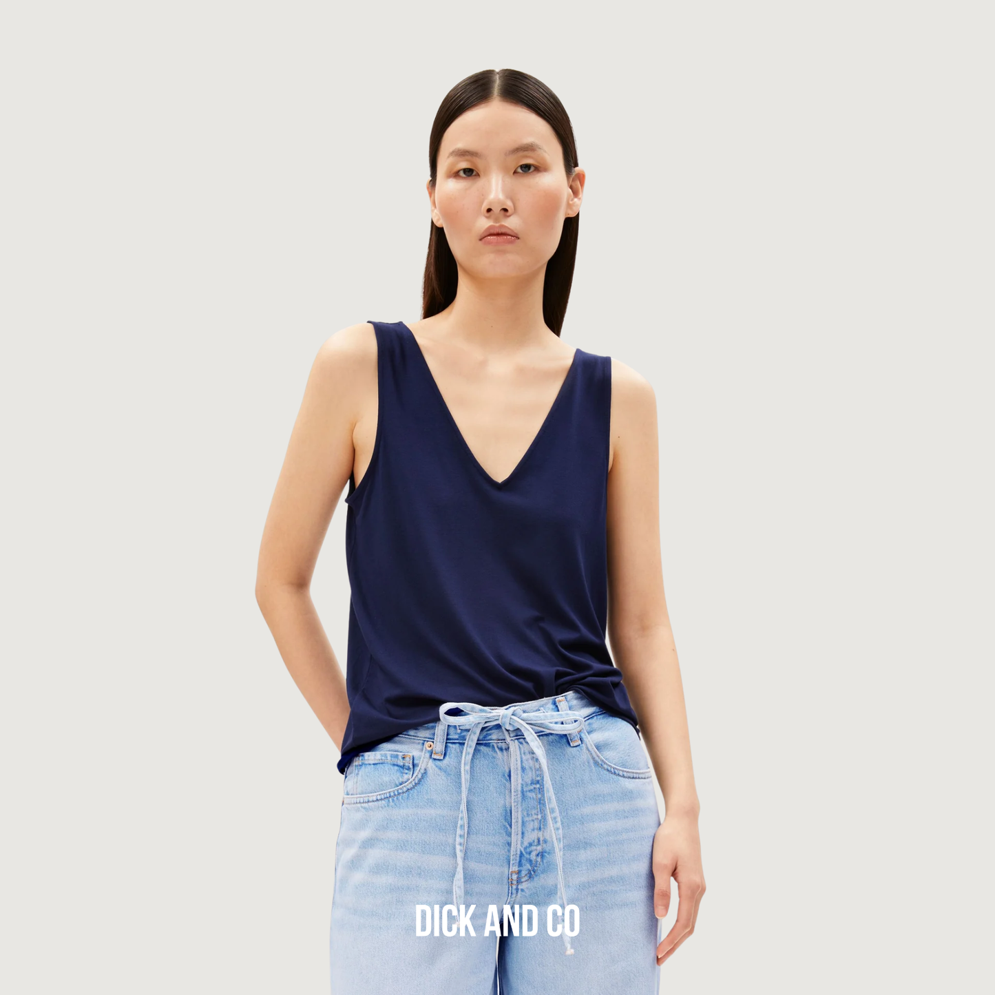 ARMED ANGELS Jersey Top Met V-Hals jersey shirts in de kleur blauw (tinted navy)