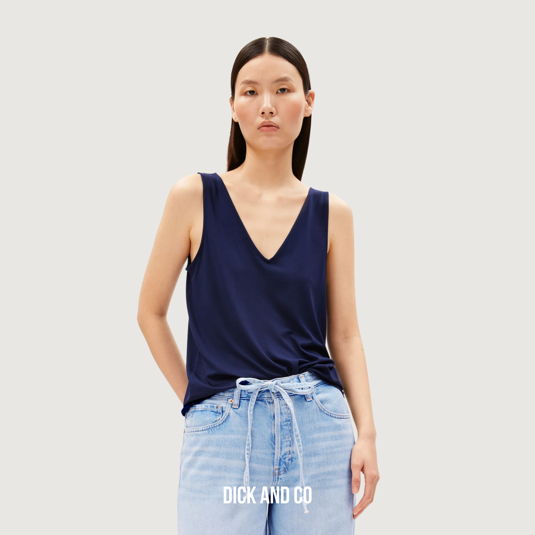 ARMED ANGELS Jersey Top Met V-Hals jersey shirts in de kleur blauw (tinted navy)
