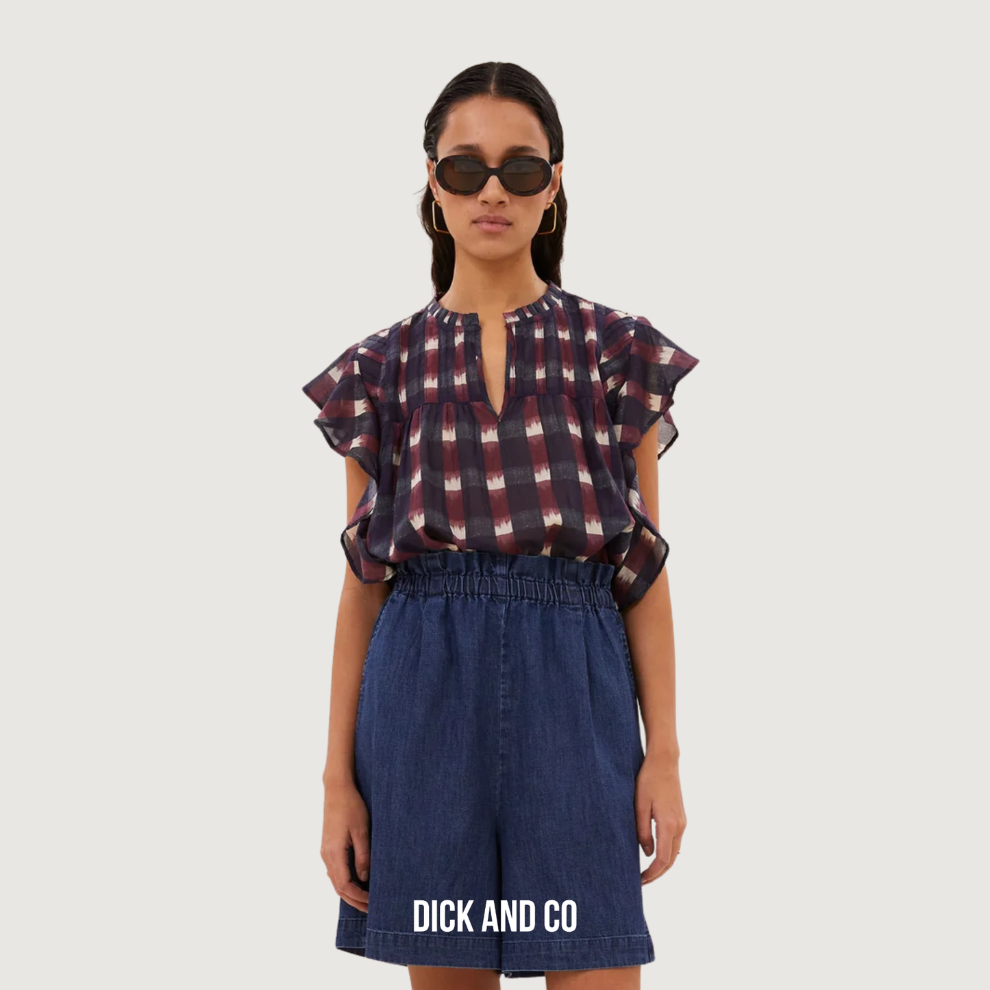 BY-BAR Danee ikat blouse in de kleur rood (wine ikat print)