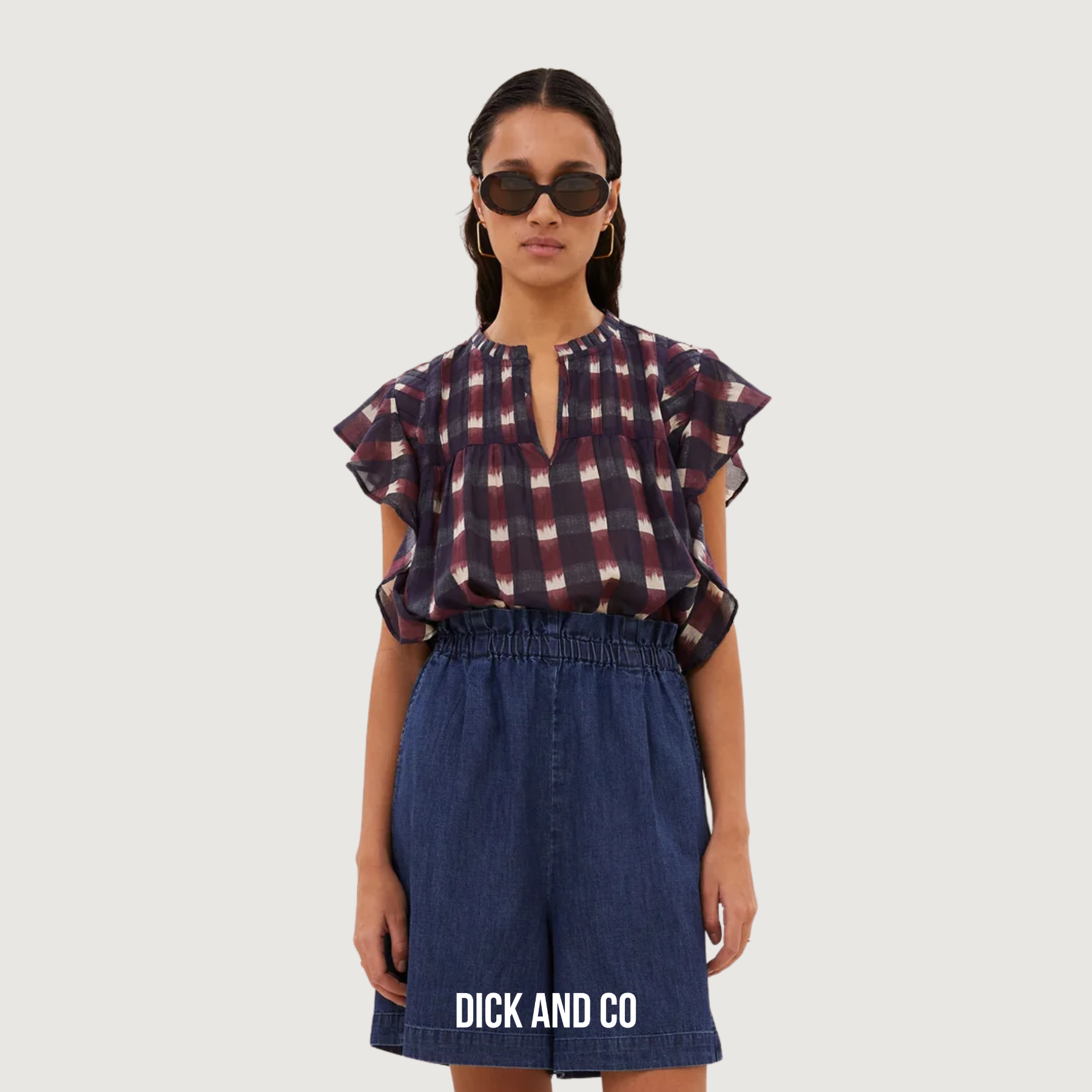 BY-BAR Danee ikat blouse in de kleur rood (wine ikat print)