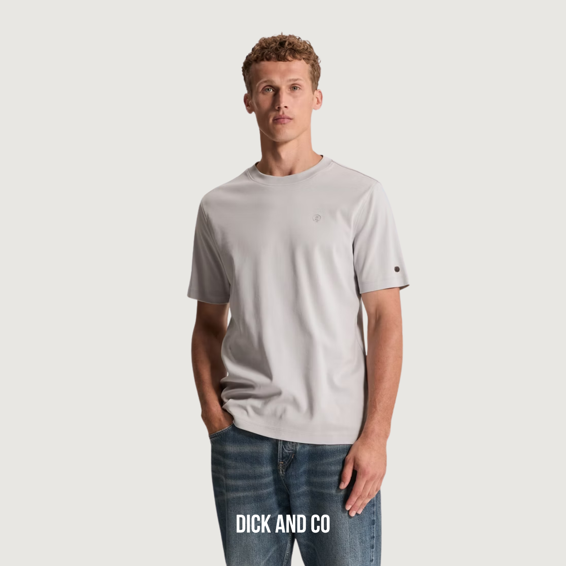 CAST IRON Regular fit t-shirt van interlock jersey in de kleur grijs (harbor mist)