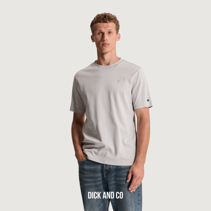 CAST IRON Regular fit t-shirt van interlock jersey in de kleur grijs (harbor mist)