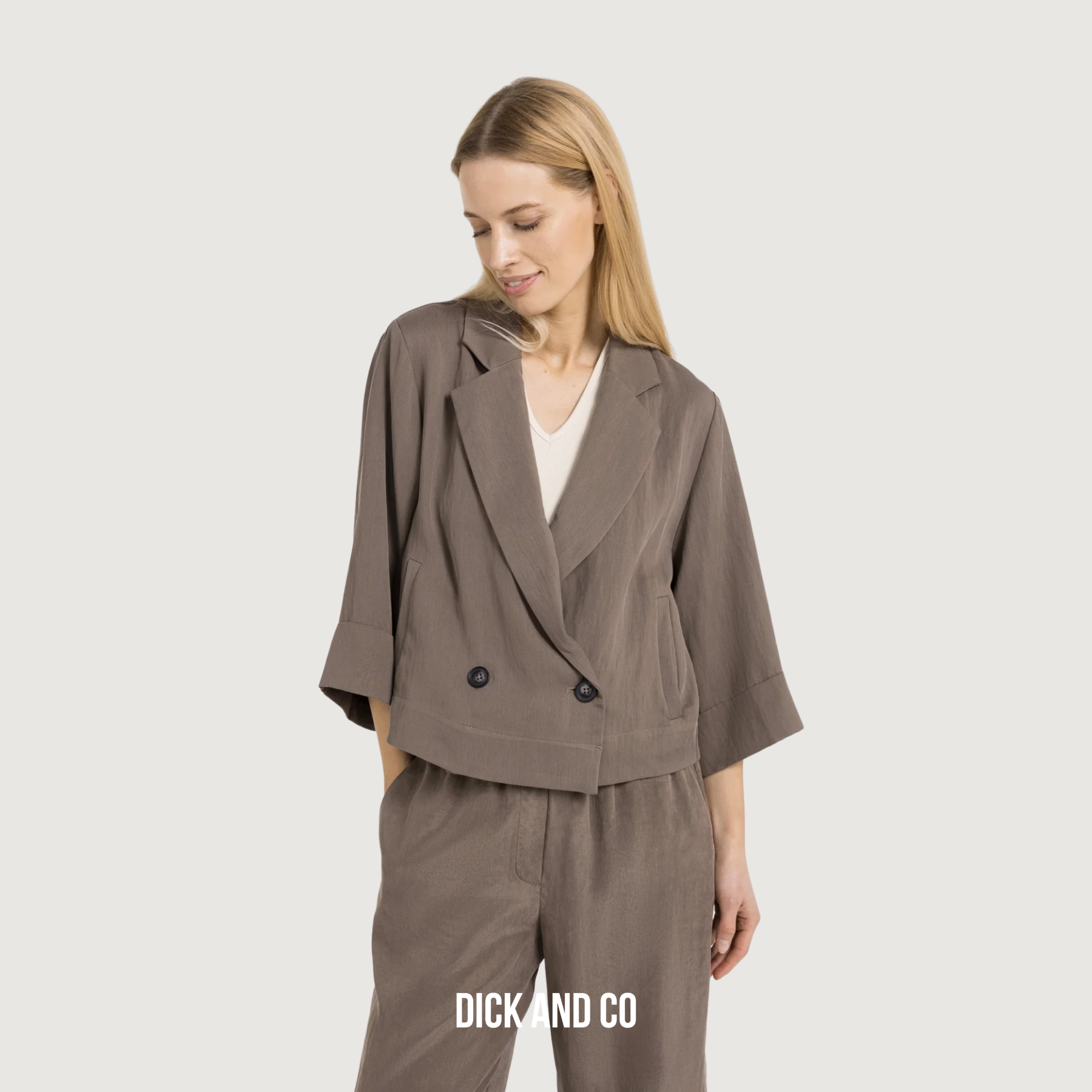 YAYA Blazer met kimonomouwen en knopen in de kleur bruin (washed brown)