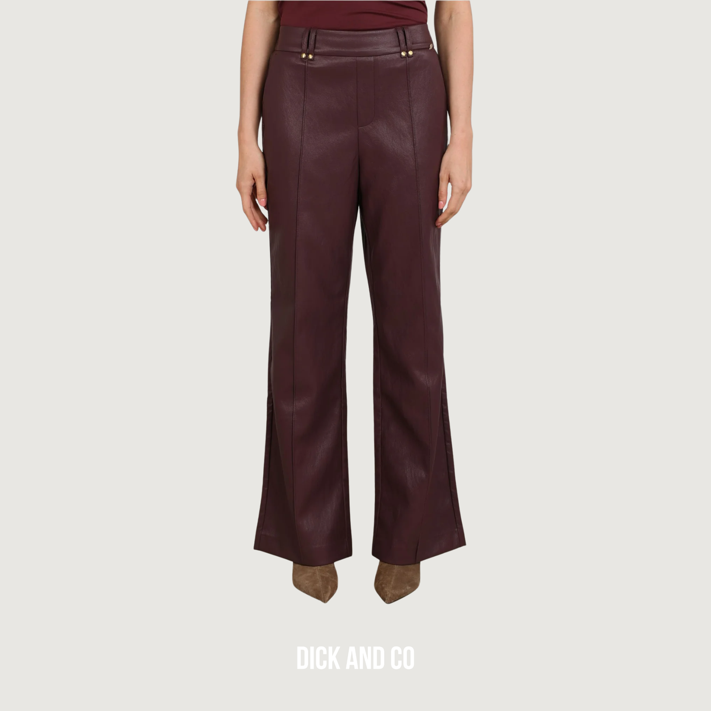 NUKUS Jill Pants PU broek in de kleur paars (cherry)