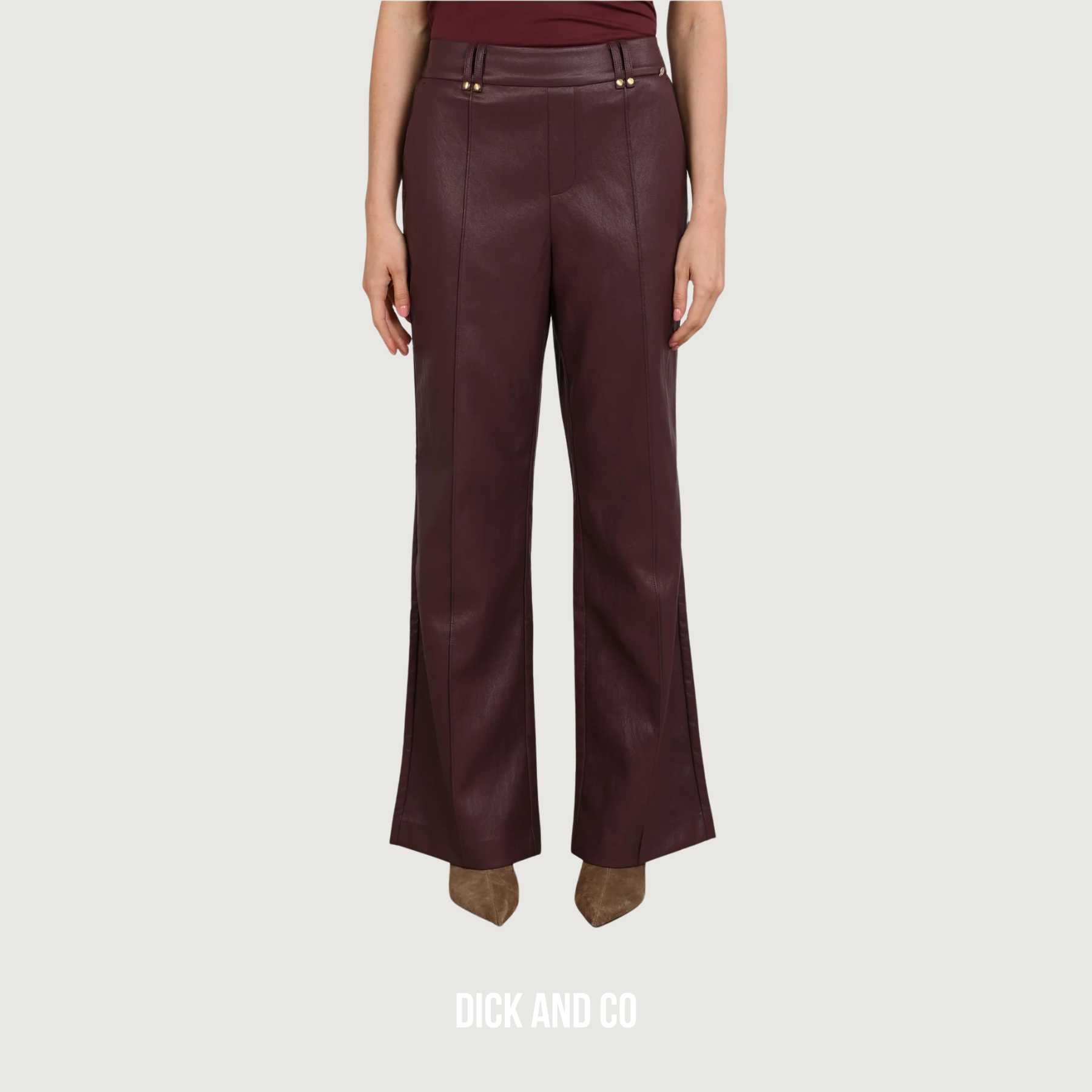 NUKUS Jill Pants PU broek in de kleur paars (cherry)