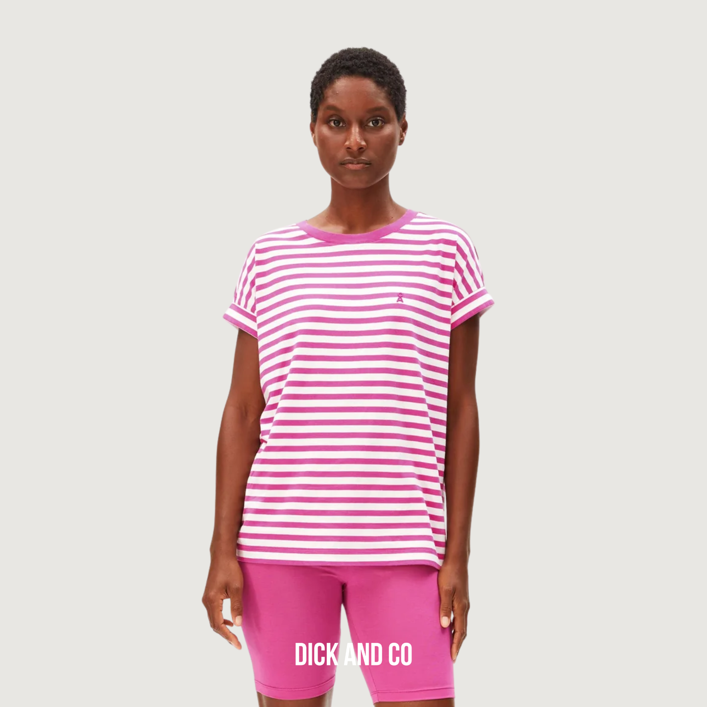 ARMED ANGELS Idaara Gestreept t-shirt in de kleur roze (white-very berry)