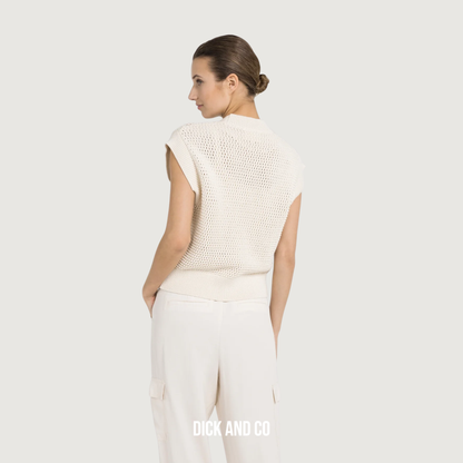 Mouwloos grofgebreid vest met rits
