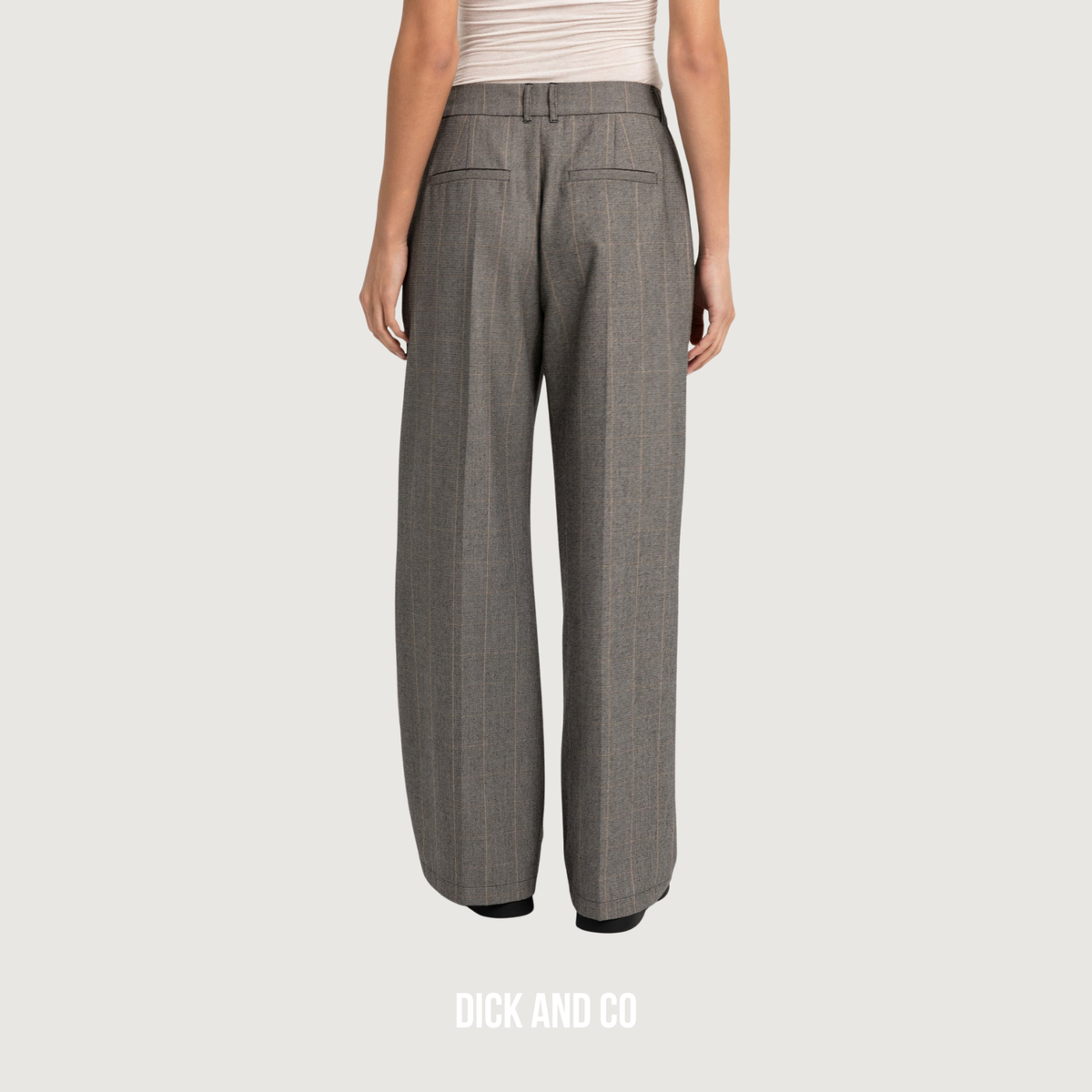 Pantalon met ruitdessin en wijde pijpen