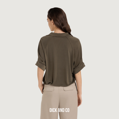 Jersey top met geplooide mouwen