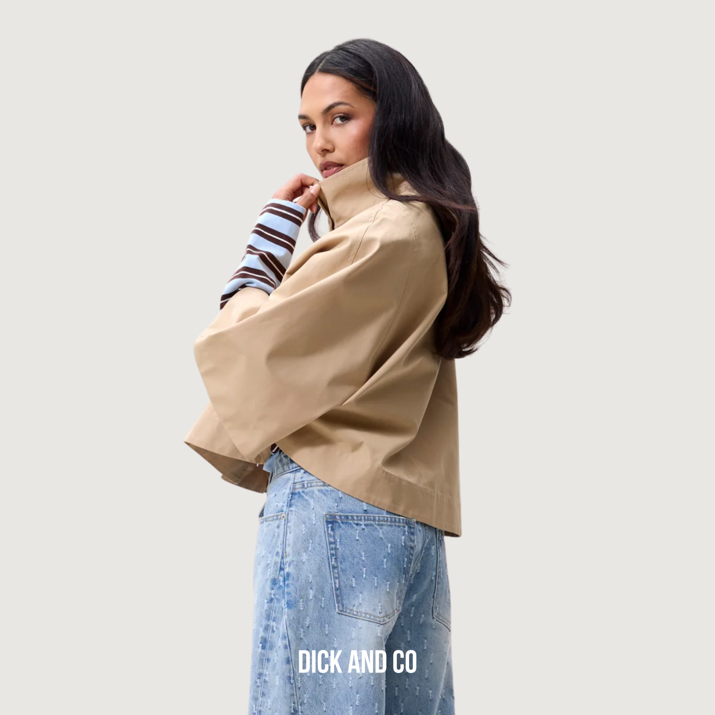 Funnel neck cape jacket
