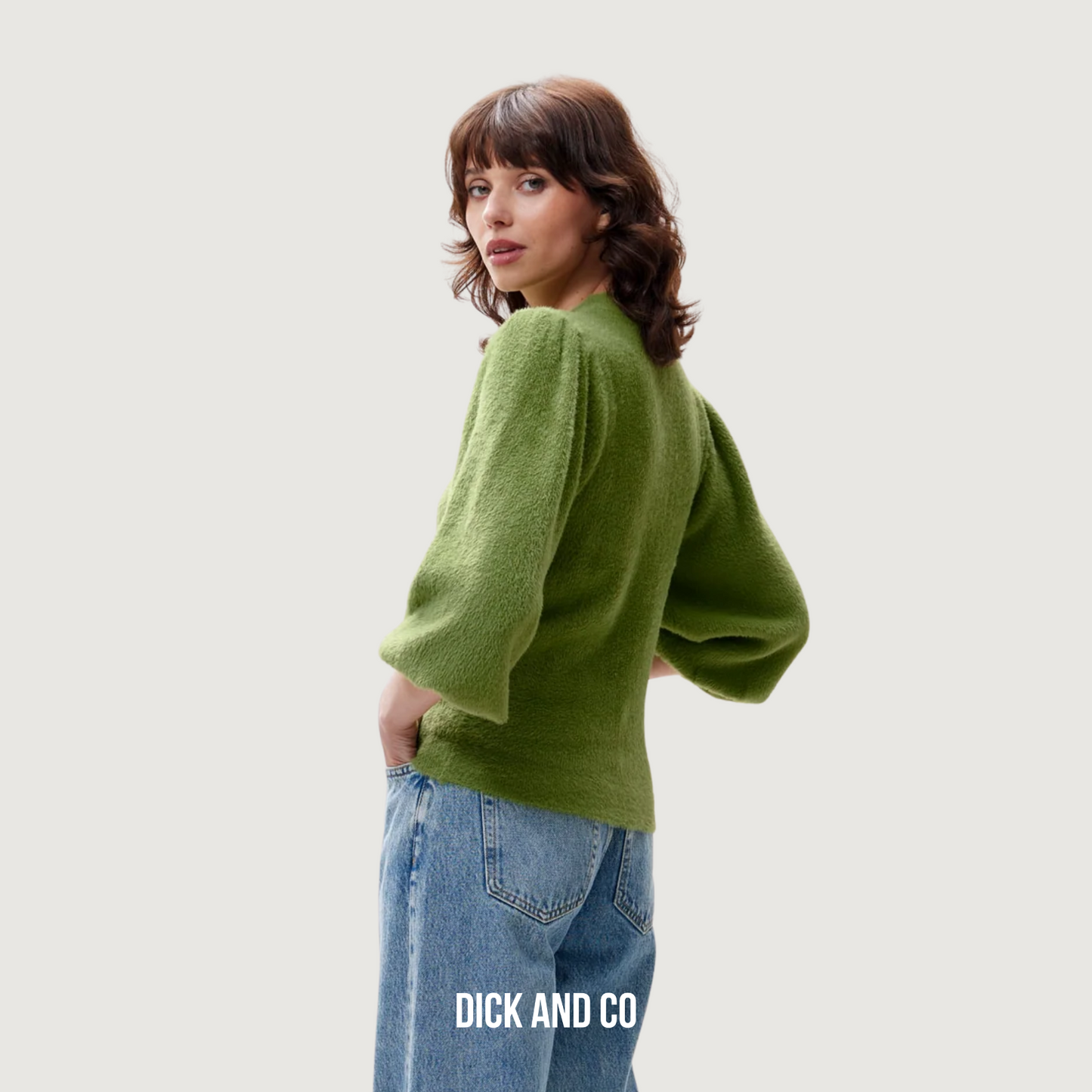 Fuzzy Puff Sleeve Knit