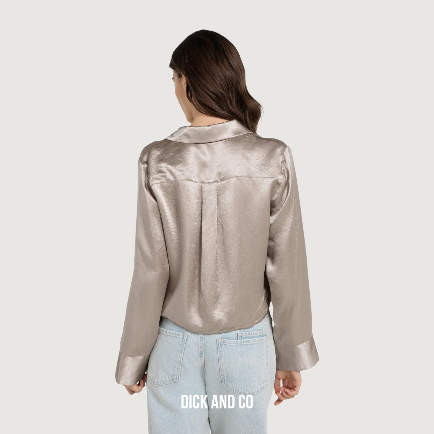 Satijnen blouse met trekkoordzoom