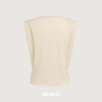 Mouwloos vest met schouderdetail en knopen