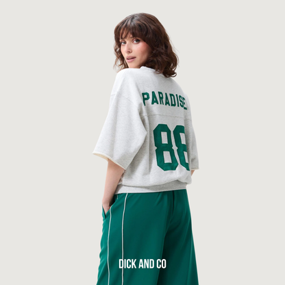 Short sleeve graphic sweater