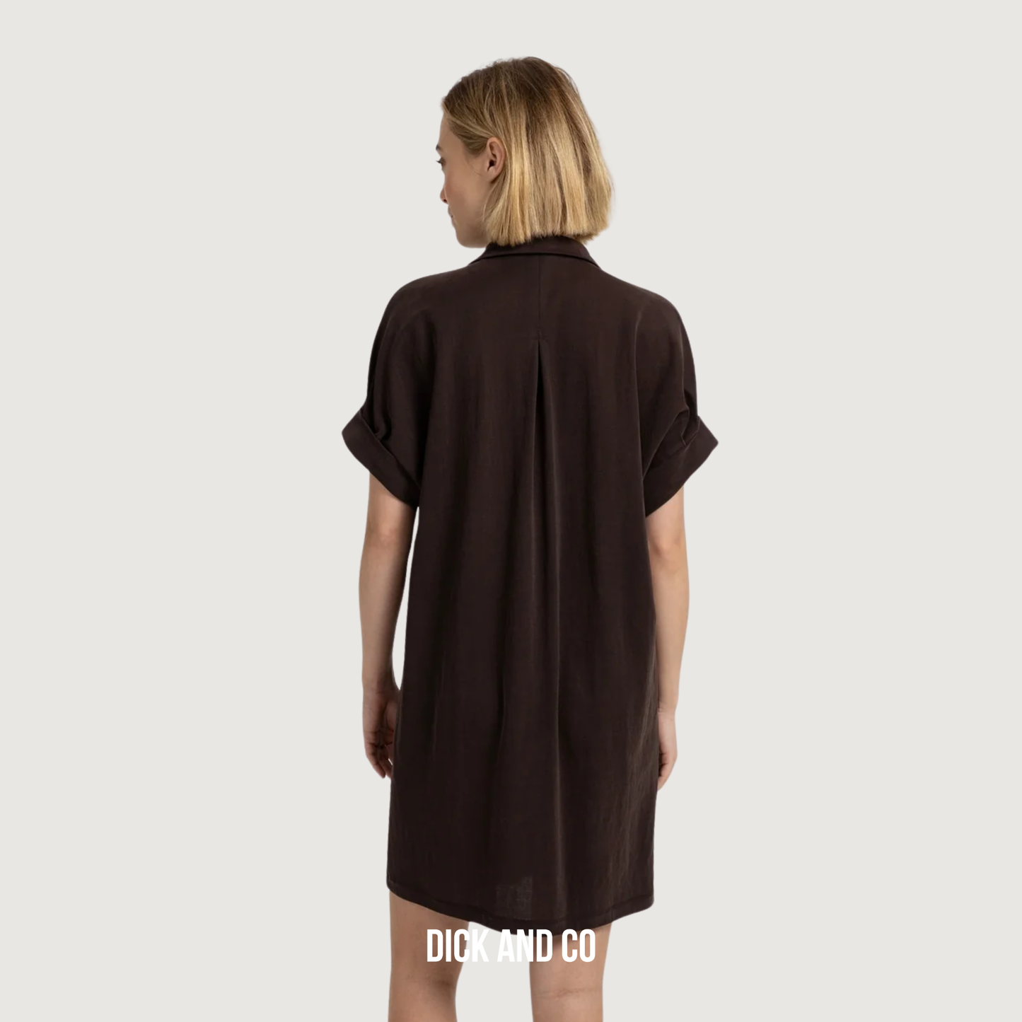 Jersey jurk met geplooide korte mouwen