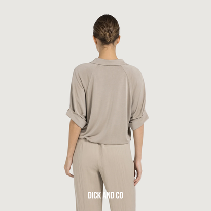 Jersey top met geplooide mouwen