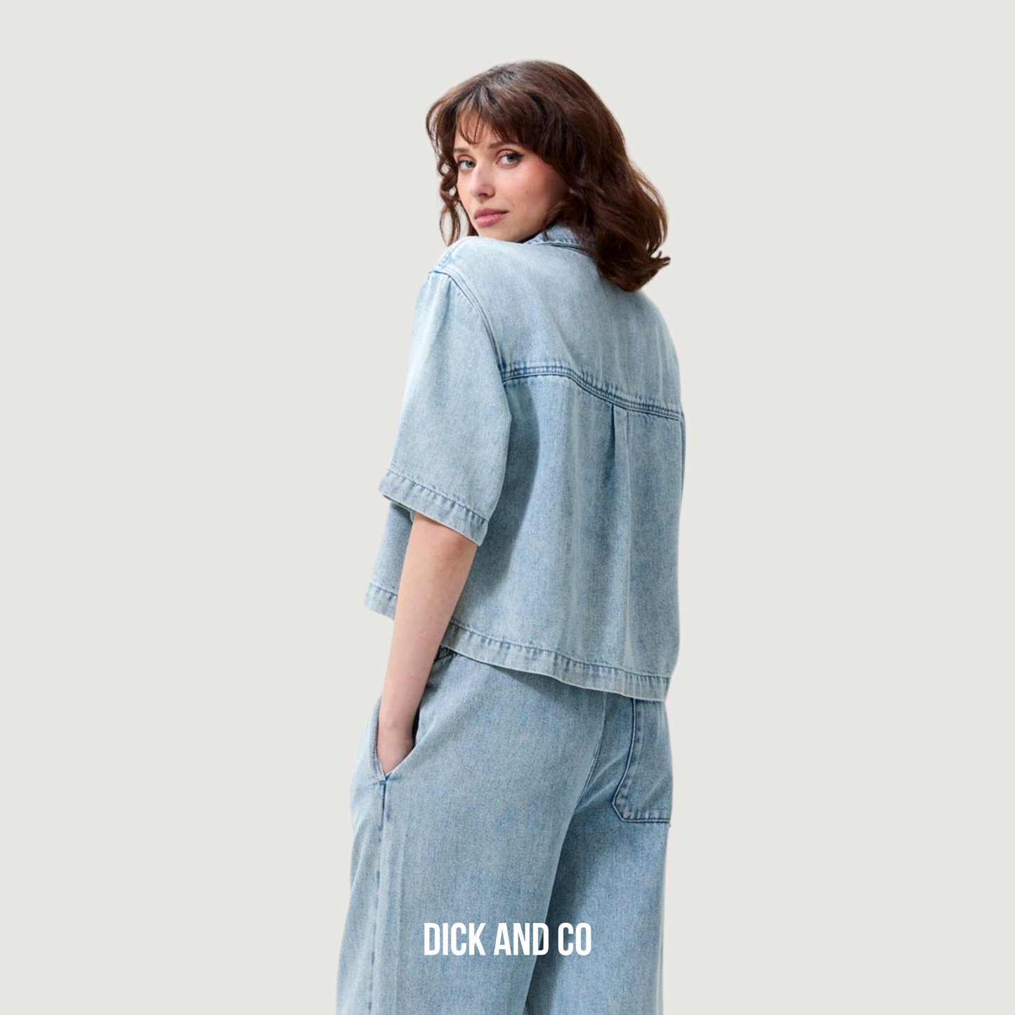 Short sleeve denim blouse