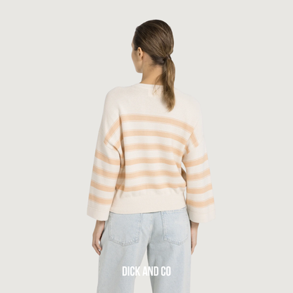 Gebreide sweater met strepen en wijde mouwen