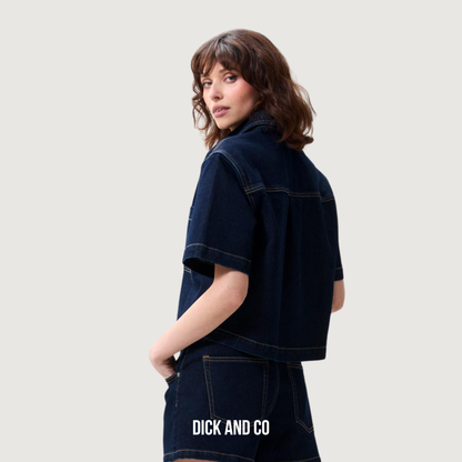 Short sleeve denim blouse