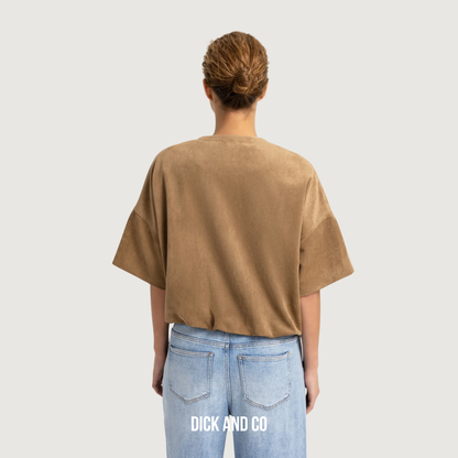 Oversized suede jasje met korte mouwen